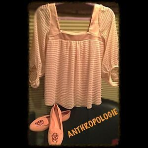 ANTHROPOLOGIE  Meadow Rue 3/4 sleeve top XS NWT